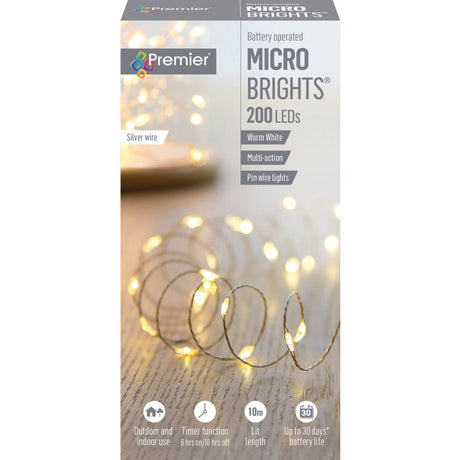200 Led Battery Operated Multi | Action Microbrights | Warm White - XMAS BATTERY OPERATED LIGHTS - Beattys of Loughrea