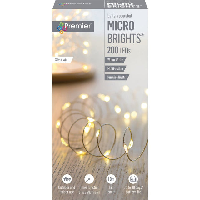 200 Led Battery Operated Multi | Action Microbrights | Warm White - XMAS BATTERY OPERATED LIGHTS - Beattys of Loughrea