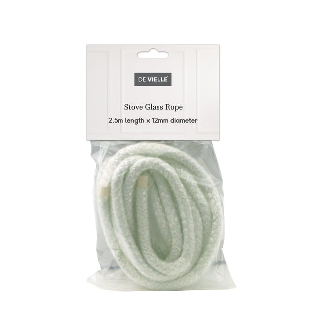 De Vielle Stove Glass Rope, 12mm x 2.5m, White