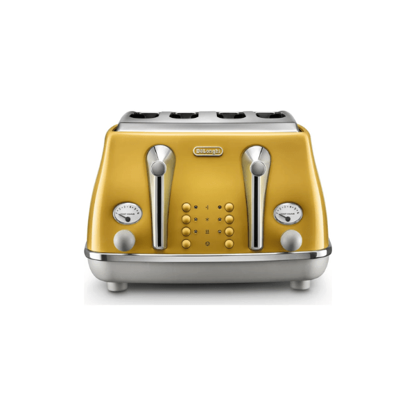 De'longhi Icona Capitals 4 - Slice Toaster - Yellow - TOASTERS - Beattys of Loughrea