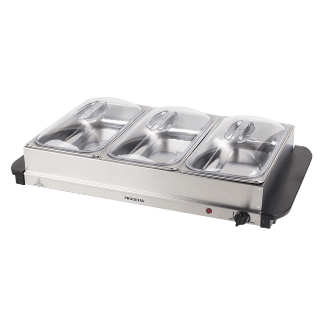 Progress Large Portable Three Food Warmer Buffet Server, 3 x 2.5L - PLATE/FOOD WARMER - Beattys of Loughrea