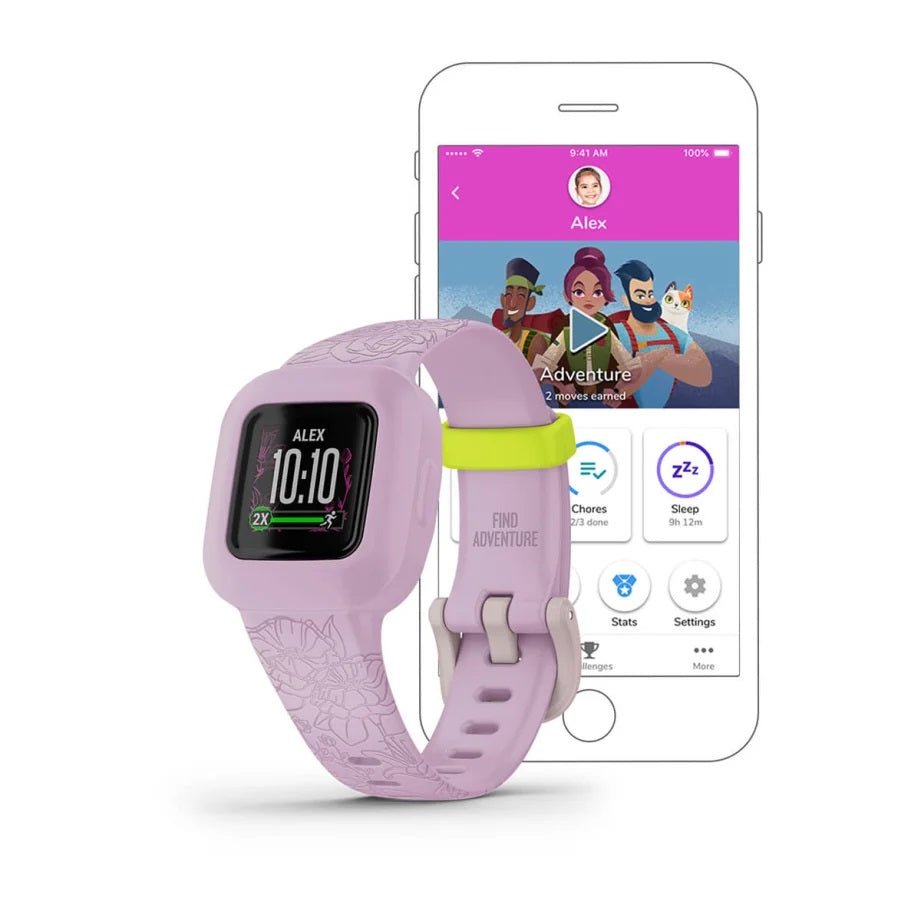 Garmin Vivofit Junior 3 - Lilac Floral Fitness Tracker for Kids - SMARTWATCH, FITBIT - Beattys of Loughrea