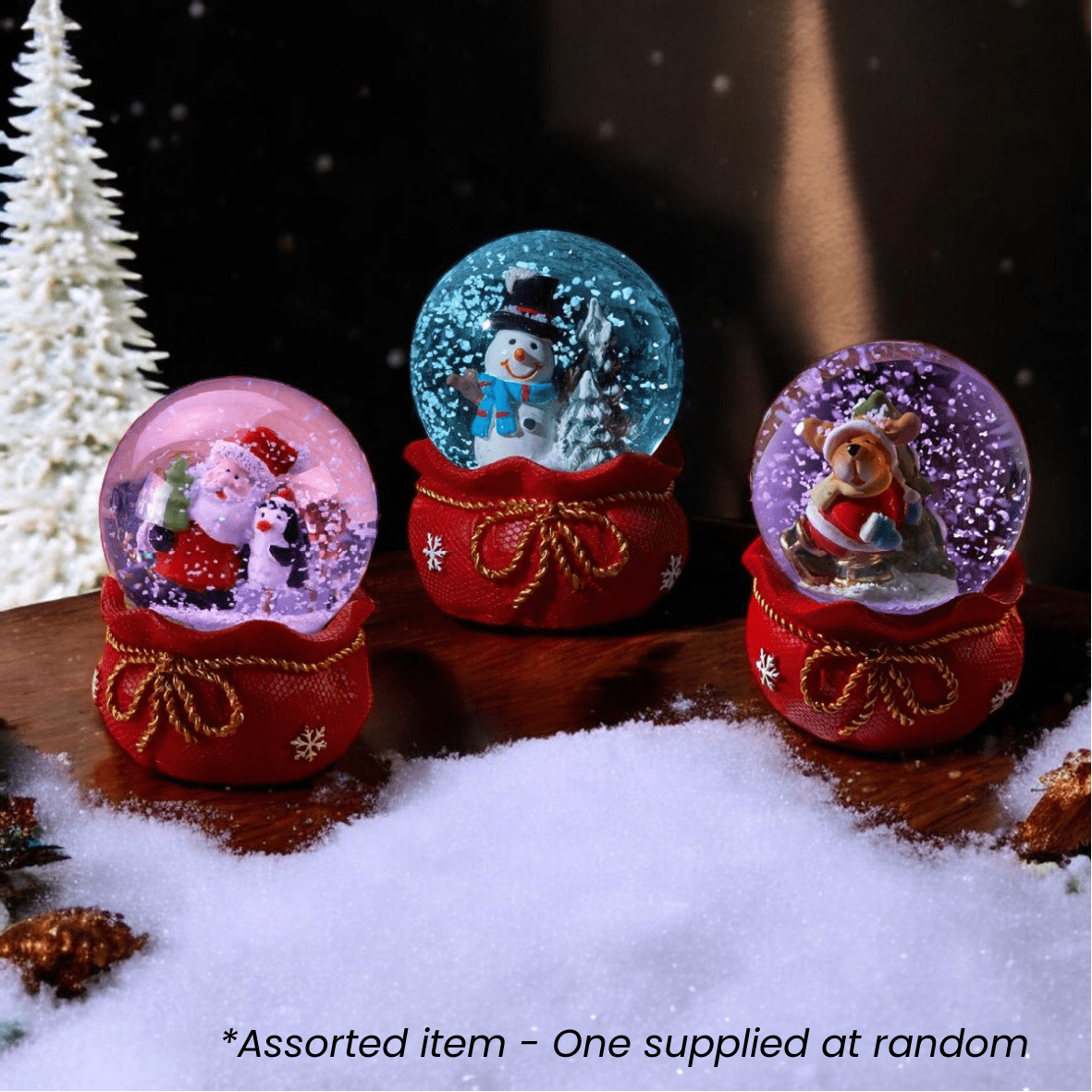 6cm Red Velvet SnowSphere - One Supplied* - XMAS MISCELLANEOUS - Beattys of Loughrea