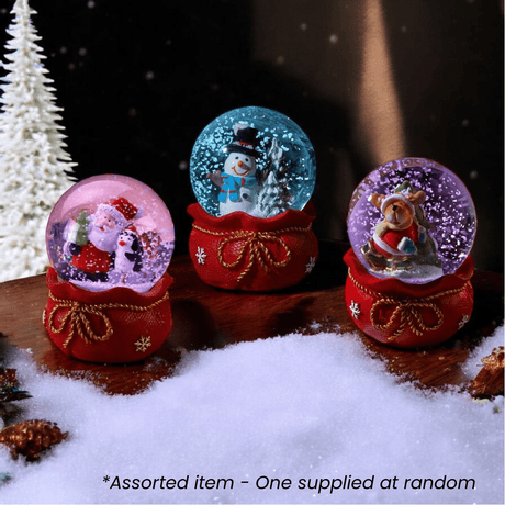 6cm Red Velvet SnowSphere - One Supplied* - XMAS MISCELLANEOUS - Beattys of Loughrea