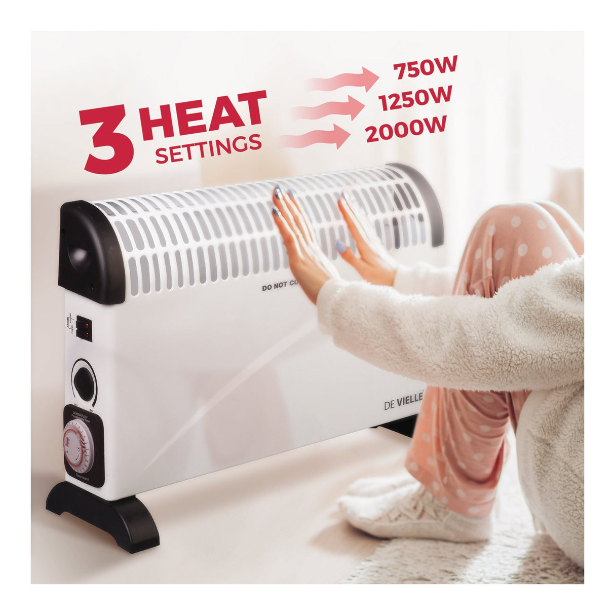 De Vielle Classic Convector Heater with Timer 2000W