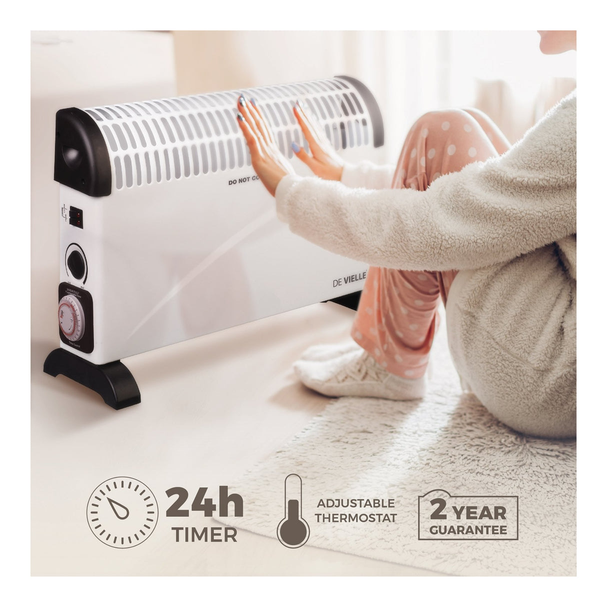 De Vielle Classic Convector Heater with Timer 2000W