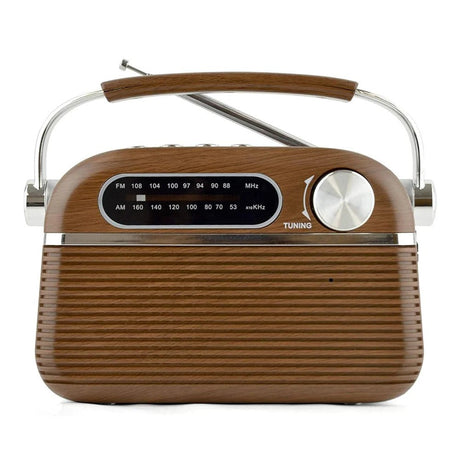 Lloytron N6403WD Vintage-Style Rechargeable Radio - Wood Effect - AM/FM RADIO - Beattys of Loughrea