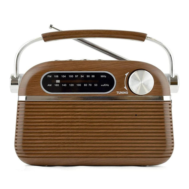 Lloytron N6403WD Vintage-Style Rechargeable Radio - Wood Effect - AM/FM RADIO - Beattys of Loughrea