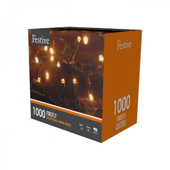 Festive 1000 Traditional Warm White Firefly Lights