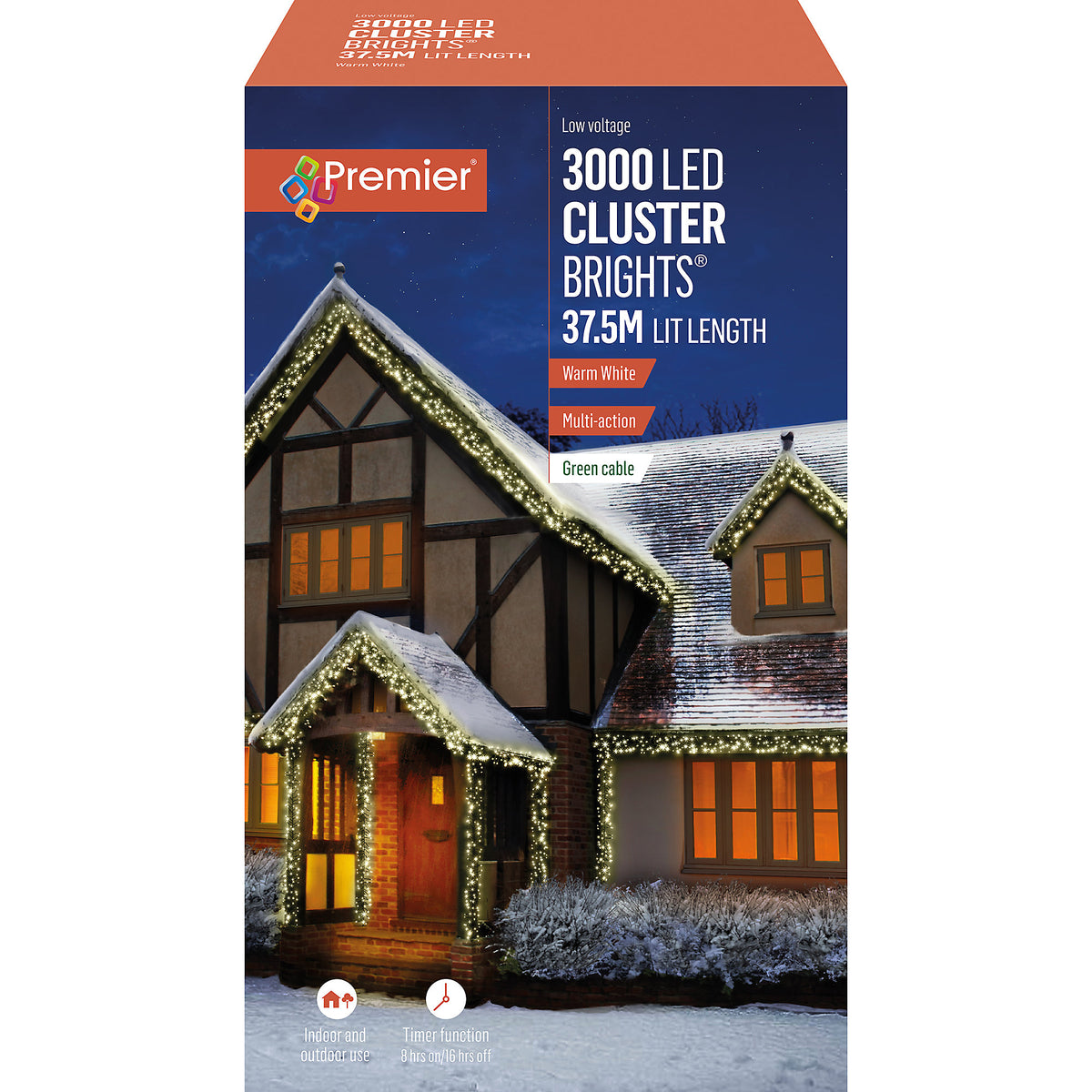 Premier 3000 LED Multi-Action Clusterbrights & Timer – Warmweiß