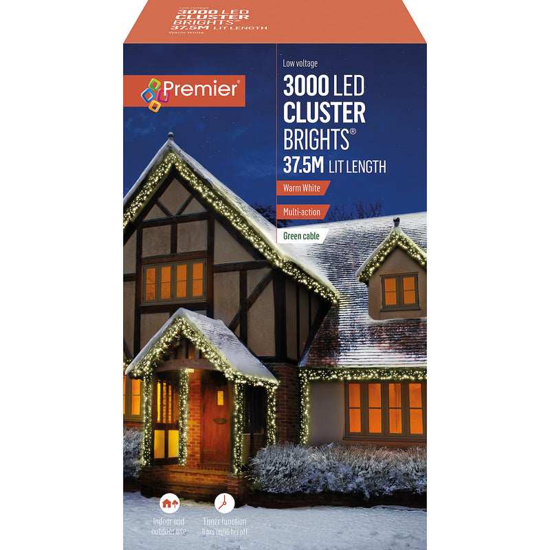Premier 3000 LED Multi-Action Clusterbrights & Timer - Warm White