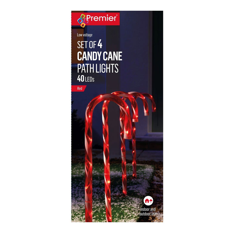 Set of 4 Red Candy Cane Path Lights - 73cm