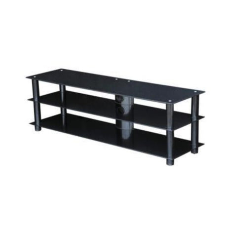 1400mm Wide Glass TV Stand Black - TV STANDS - Beattys of Loughrea