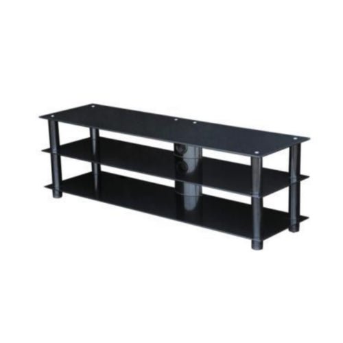 1400mm Wide Glass TV Stand Black - TV STANDS - Beattys of Loughrea