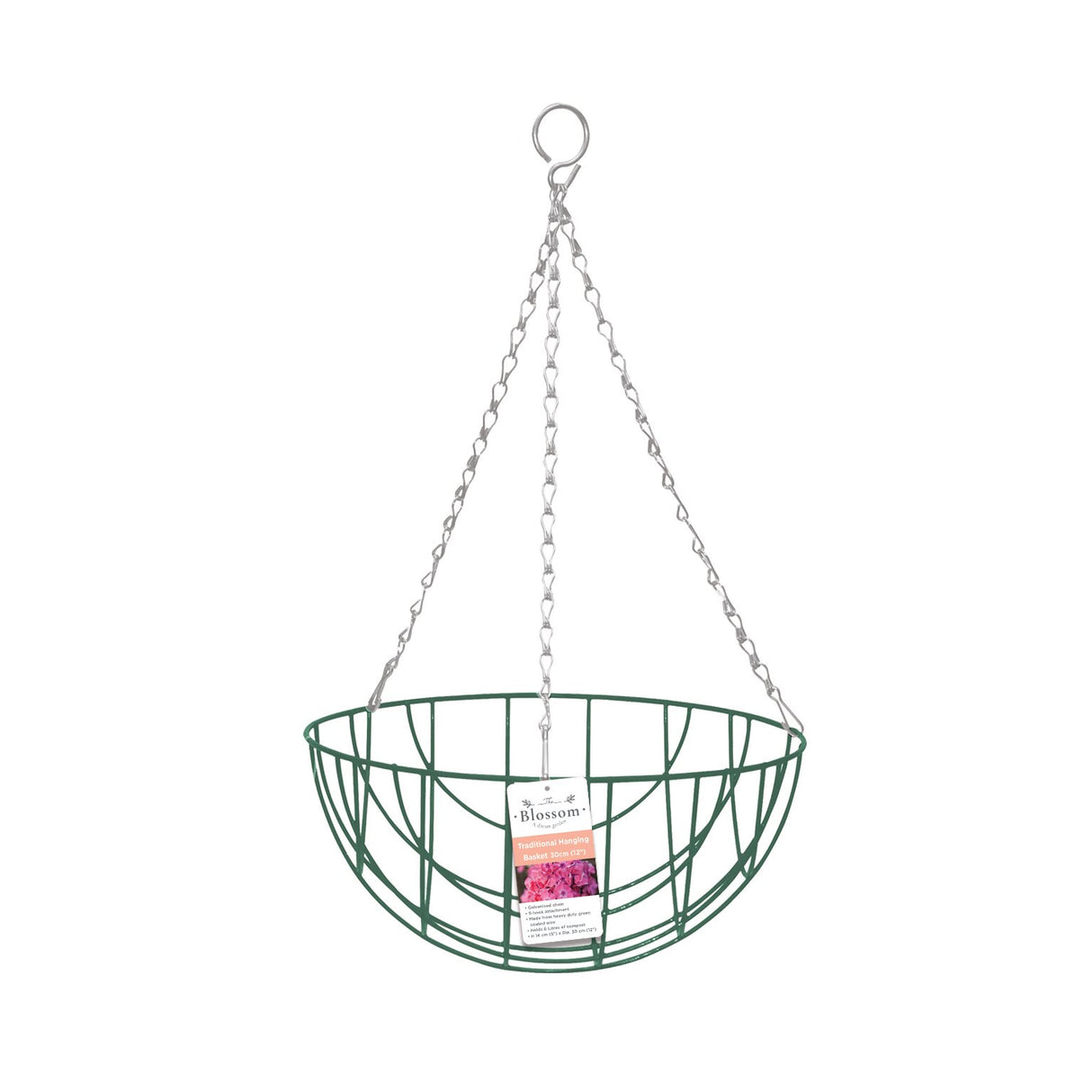 Blossom Traditional Hanging Basket 12″ Green