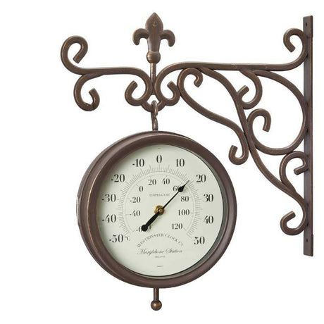 8" Marylebone Station Wall Clock & Thermometer - GARDEN ORNAMENTS INCL SOLAR - Beattys of Loughrea