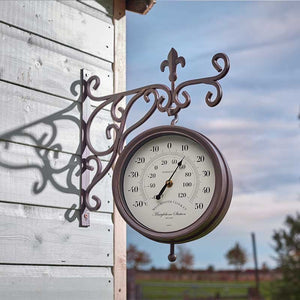 8" Marylebone Station Wall Clock & Thermometer - GARDEN ORNAMENTS INCL SOLAR - Beattys of Loughrea