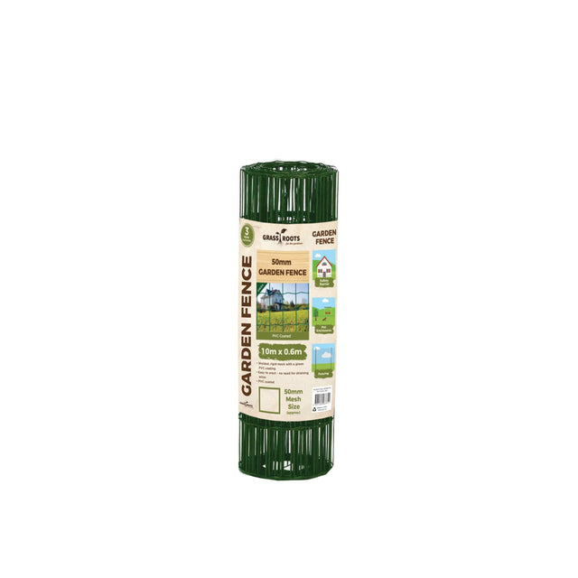 Grass Roots Green Garden Fence Roll 10 x 0.6 Meter 50mm Mesh