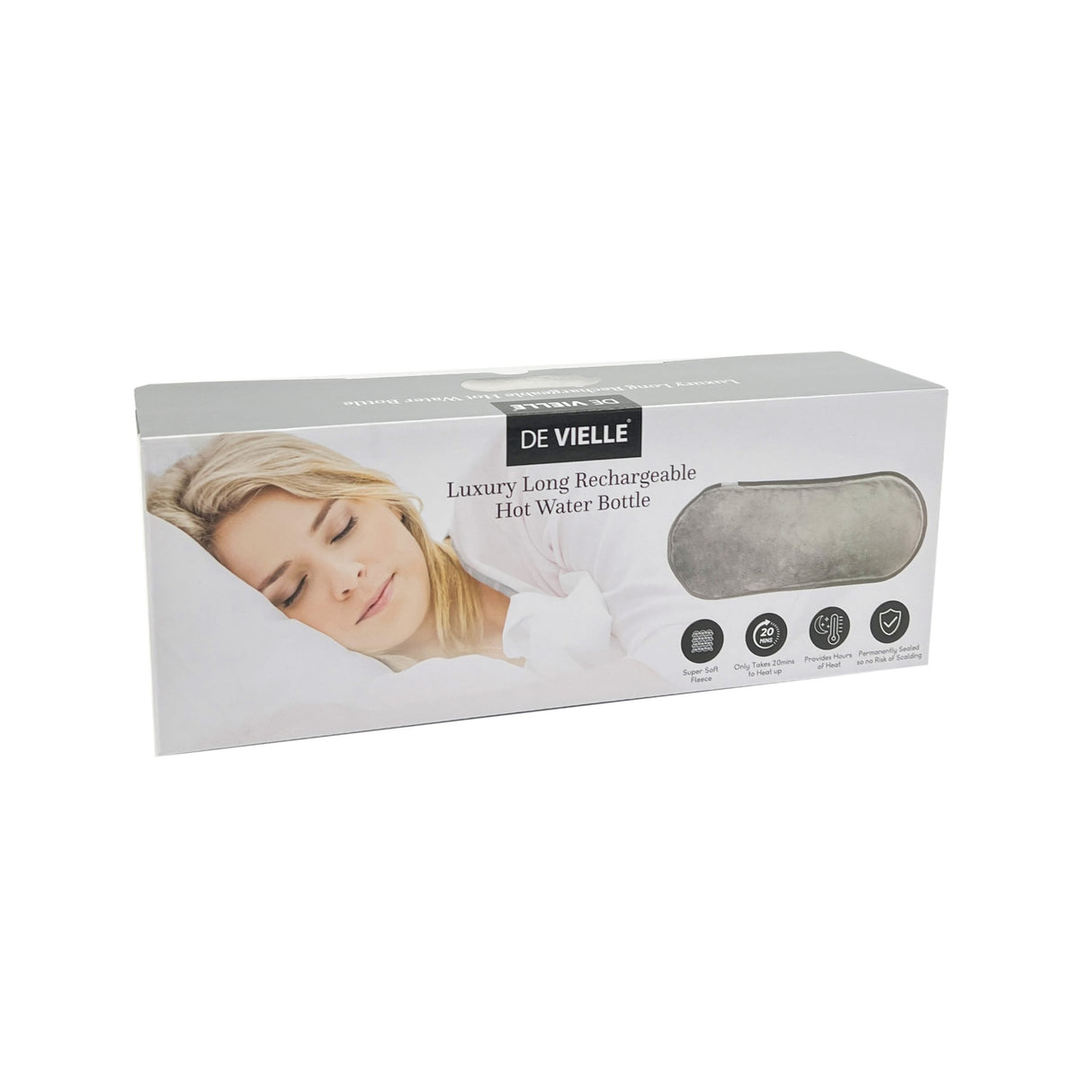 De Vielle Rechargeable Long Hot Water Bottle, Grey