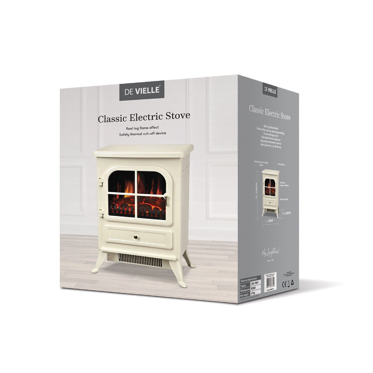 De Vielle Classic Electric Stove 1800W (LED Bulb) - Cream