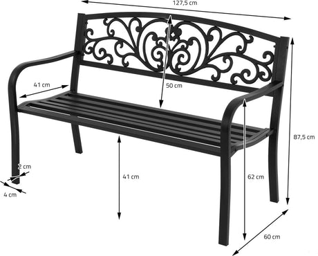 Pro Garden Metal Bench 127 x 60cm - SINGLE GARDEN BENCH/ CHAIR - Beattys of Loughrea