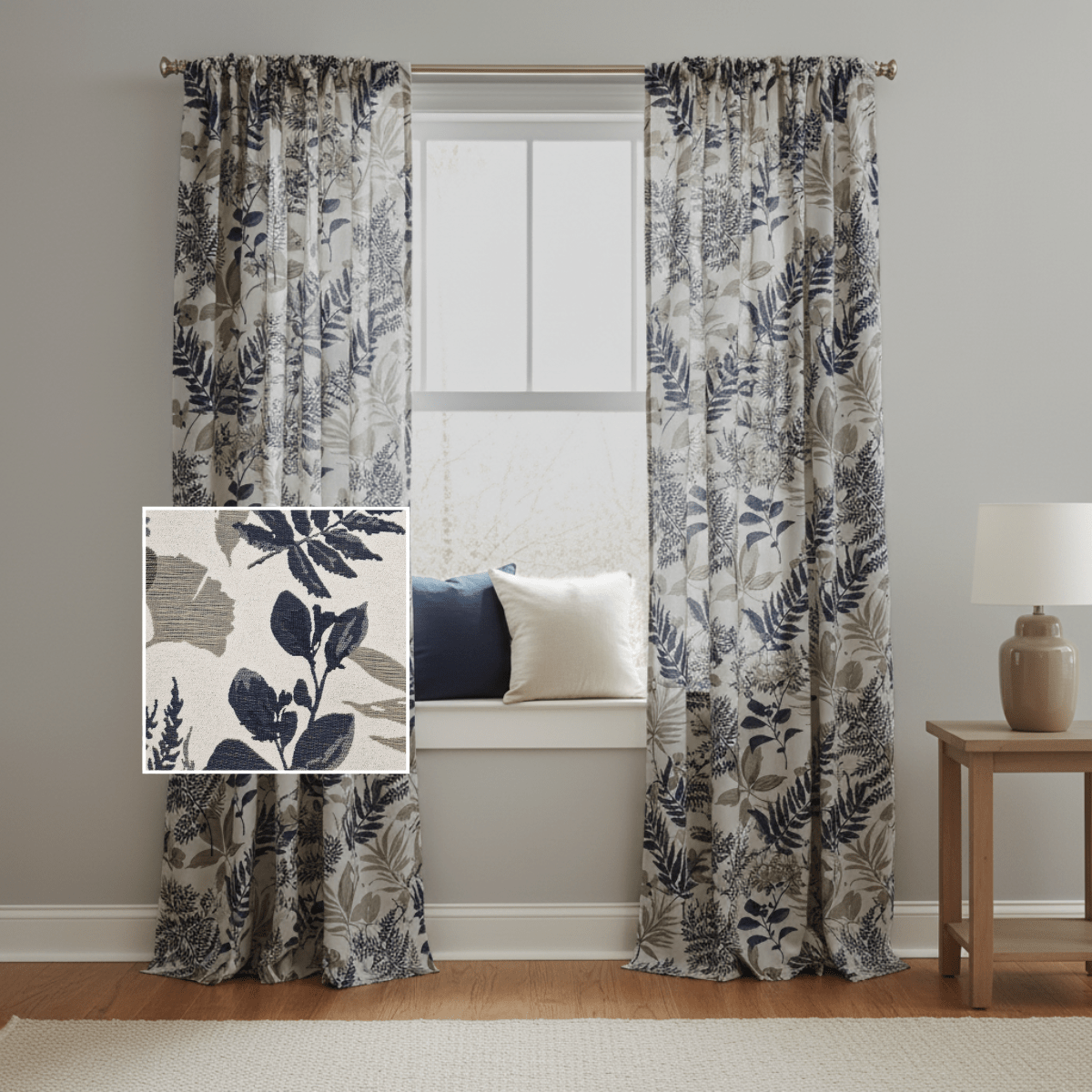 Duchess Navy Eyelet Curtains – 90" × 90" (229 × 229 cm) - CURTAINS - READY MADE - Beattys of Loughrea