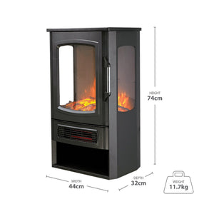 De Vielle Premium 3D Tall Electric Stove 2000W Black