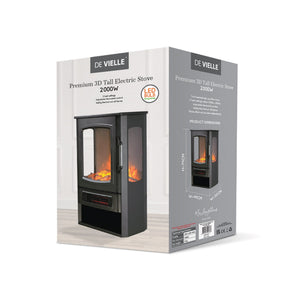 De Vielle Premium 3D Tall Electric Stove 2000W Black