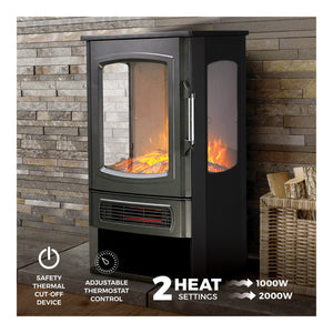 De Vielle Premium 3D Tall Electric Stove 2000W Black