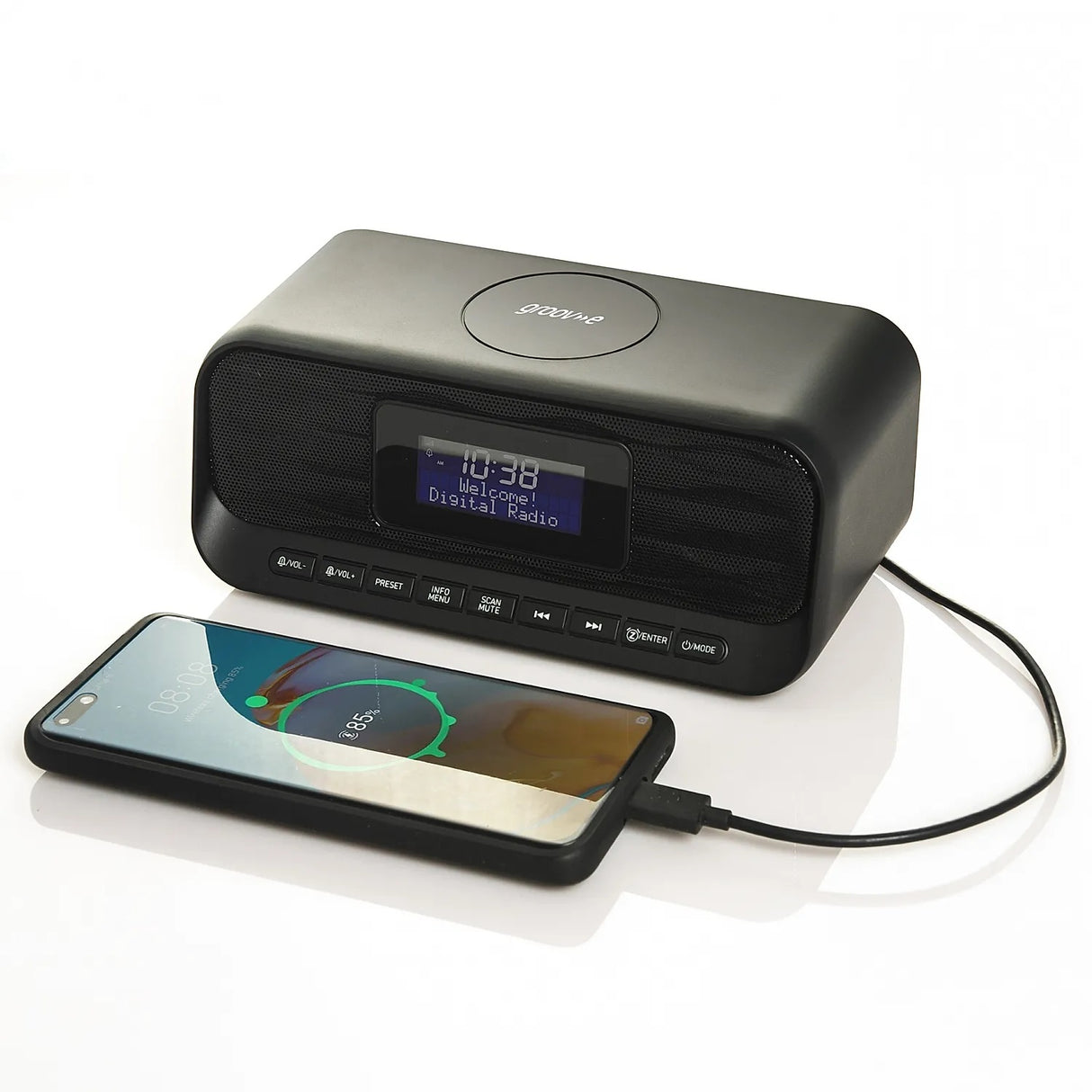 Groove Zeus DAB & FM Clock Radio with Wireless Charging & Bluetooth