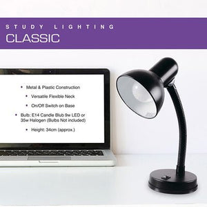 Homelife Classic Flexi Desk Lamp - Onyx Black - DESK/READING LAMPS - Beattys of Loughrea