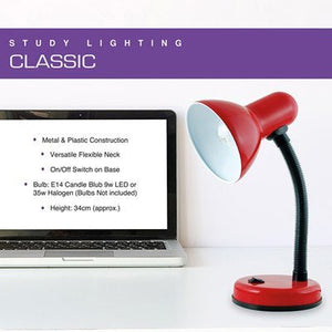 Homelife Classic Flexi Desk Lamp - Carnival Red - DESK/READING LAMPS - Beattys of Loughrea