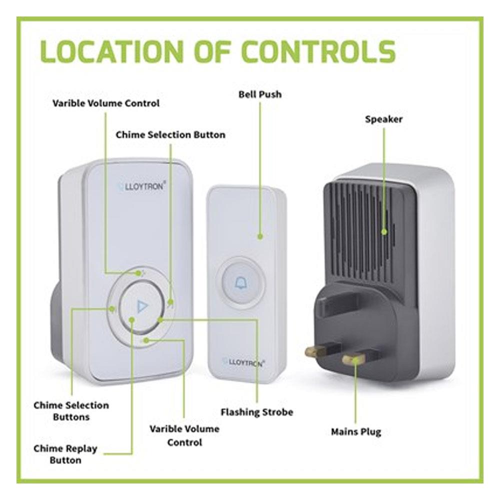 Lloytron 32 Melody Plugin Door Bell Chime Kit Grey - INTERCOM/DOOR BELL - Beattys of Loughrea