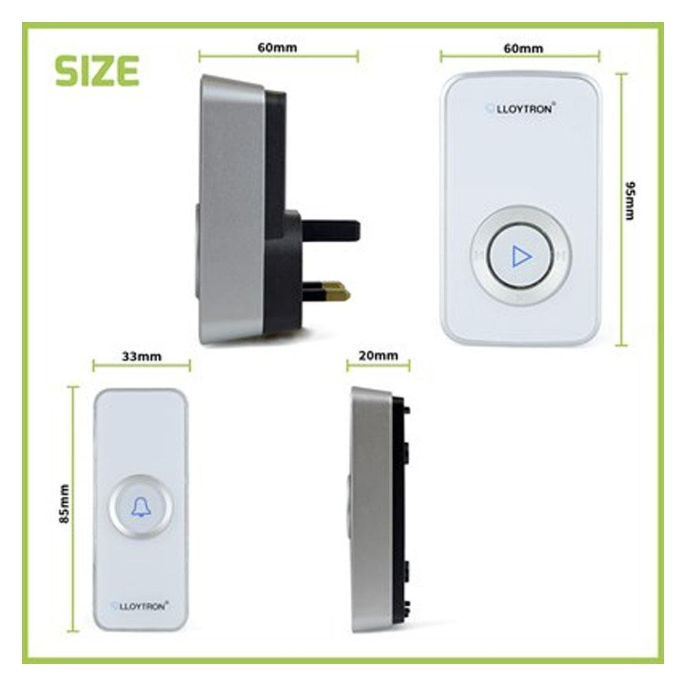 Lloytron 32 Melody Plugin Door Bell Chime Kit Grey - INTERCOM/DOOR BELL - Beattys of Loughrea