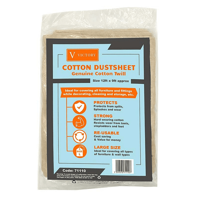 Dosco Victory Cotton Dustsheet 12ft x 9ft - PAINT BRUSHES - Beattys of Loughrea