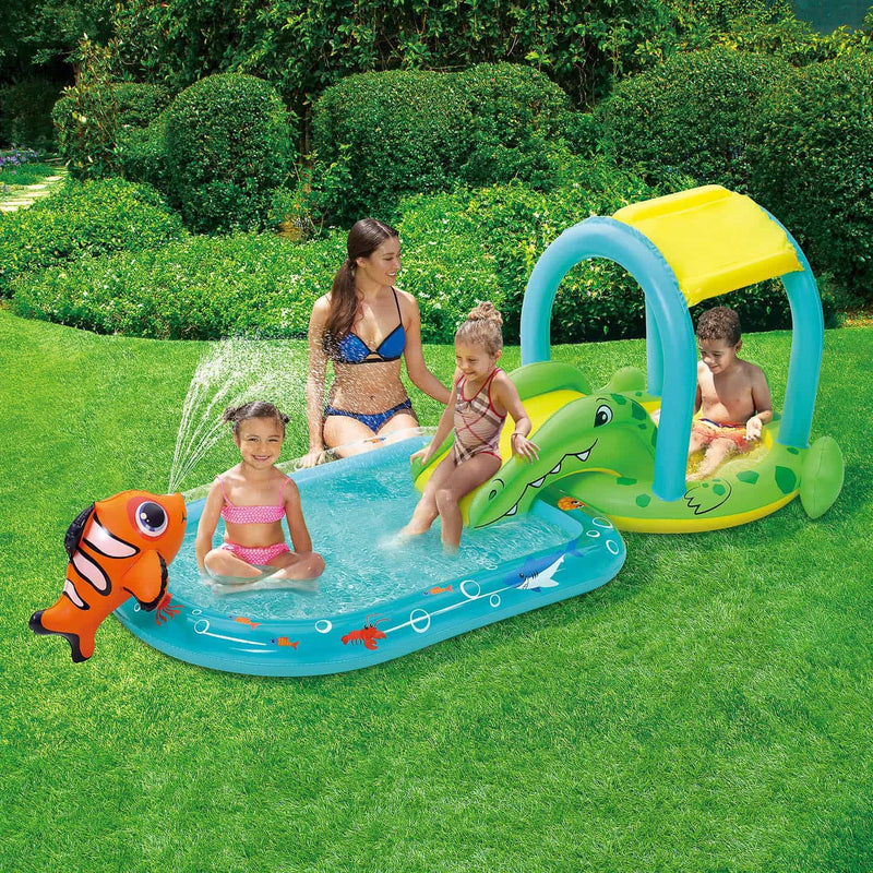 Alligator Play Centre Pool with Sprinkler - SWINGS/SLIDE OUTDOOR GAMES - Beattys of Loughrea