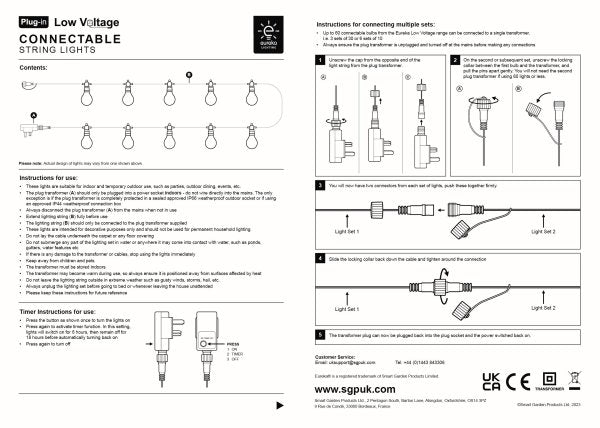 Vintage Festoon Low Voltage String Lights - Set of 20 - GARDEN ORNAMENTS INCL SOLAR - Beattys of Loughrea