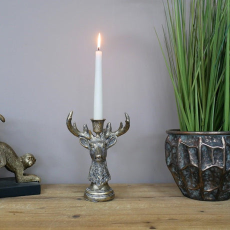 Stag Candle Holder 20cm (Candle not incl.) - CANDLE HOLDERS / Lanterns - Beattys of Loughrea
