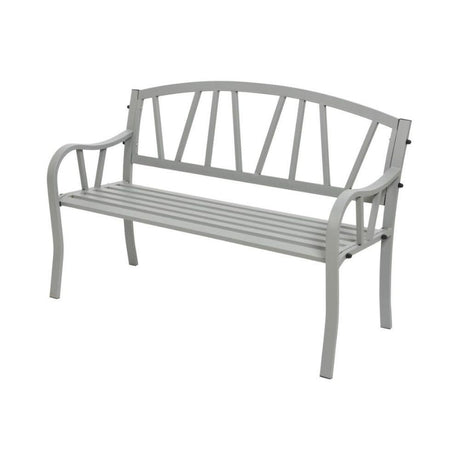 Houston 2 Seater Metal Garden Bench - Light Grey