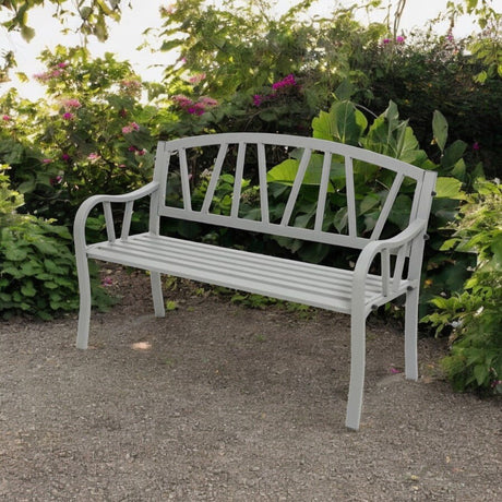 Houston 2 Seater Metal Garden Bench - Light Grey - SINGLE GARDEN BENCH/ CHAIR - Beattys of Loughrea