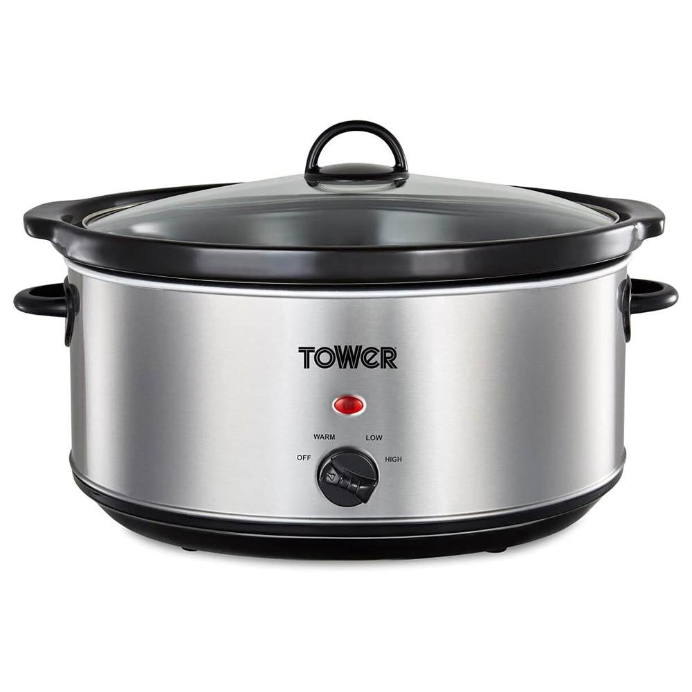 Tower 6.5 Litre Slow Cooker - Stainless Steel - DEEP FAT FRYERS/ AIR FRYER - Beattys of Loughrea