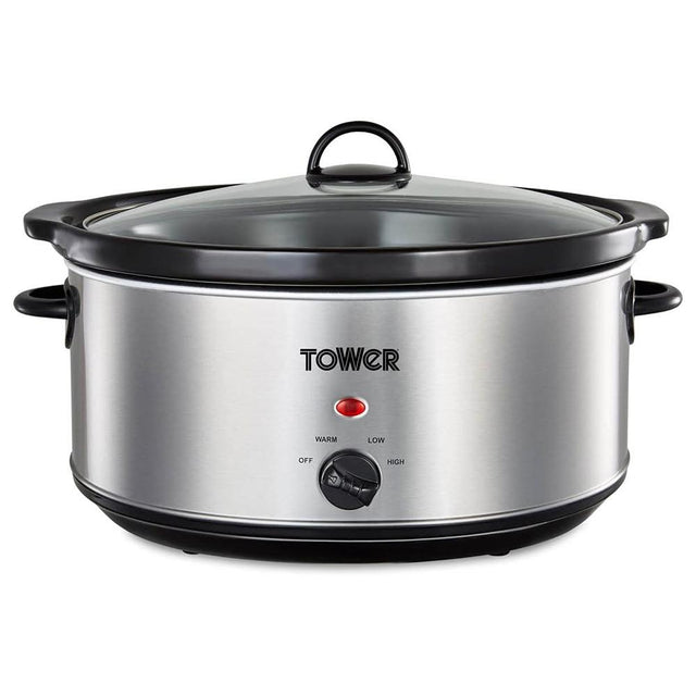 Tower 6.5 Litre Slow Cooker - Stainless Steel - DEEP FAT FRYERS/ AIR FRYER - Beattys of Loughrea