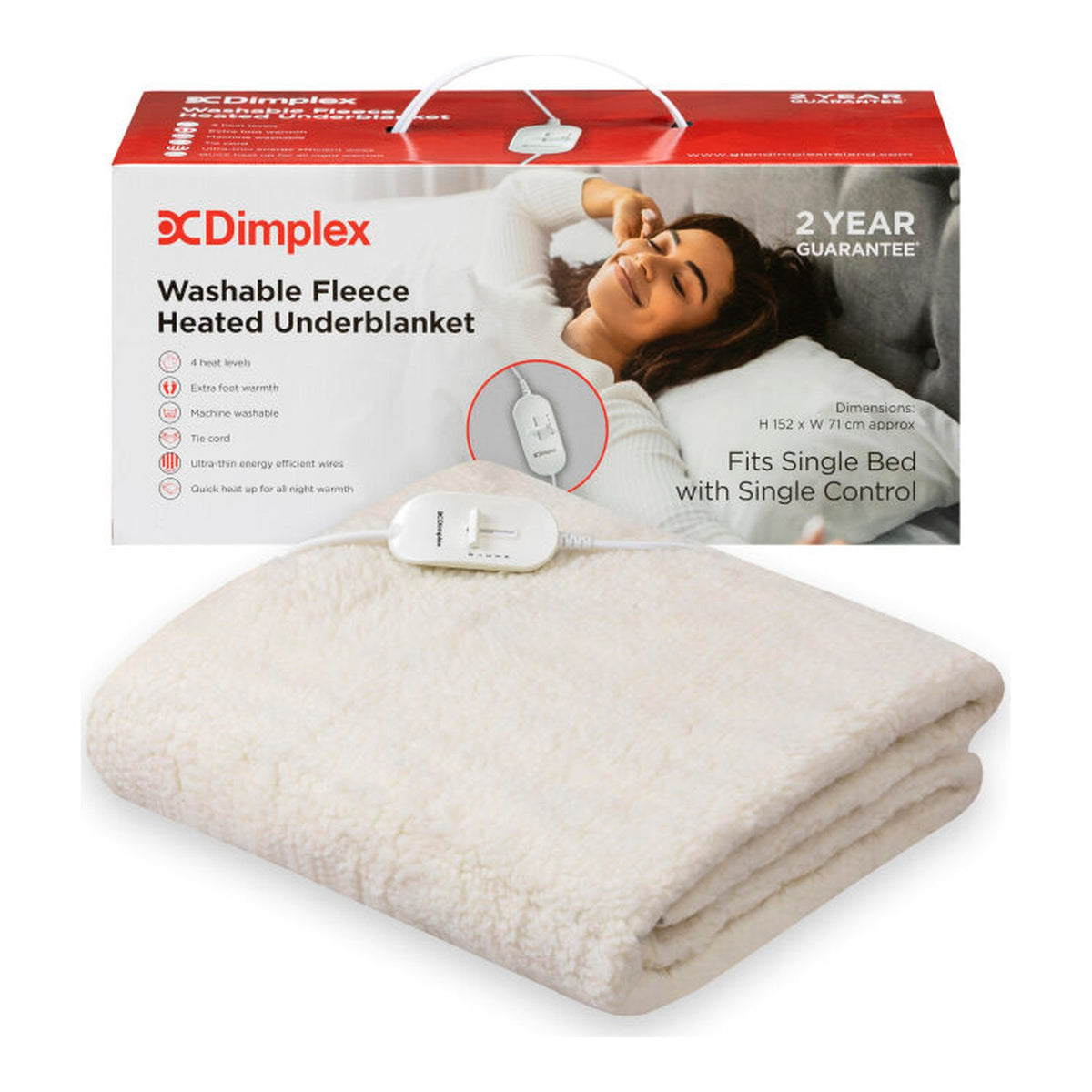 Dimplex DFB2001 Single Washable Fleece Heated Underblanket - ELEC BLANKET UNDER - Beattys of Loughrea