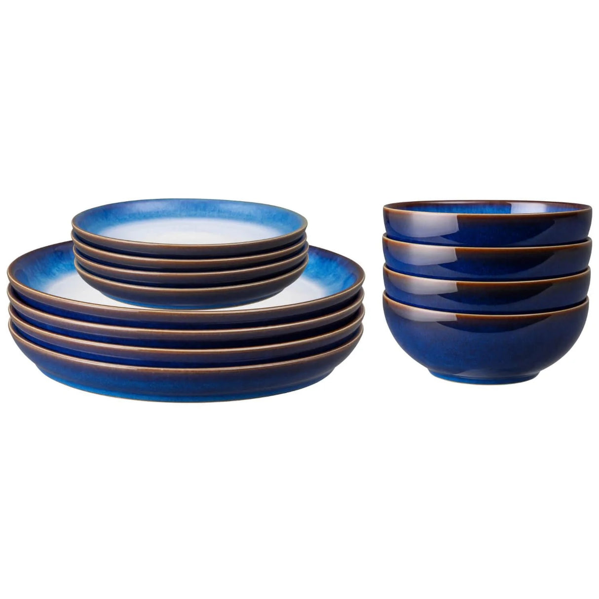 Denby Blue Haze Coupe Tableware Set 12 Piece