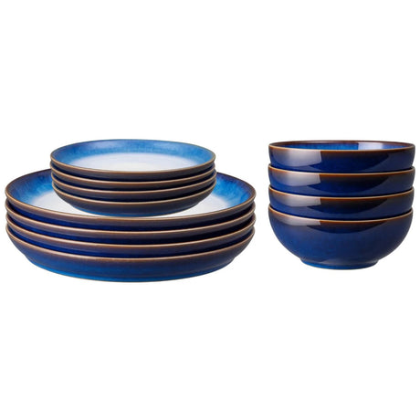 Denby Blue Haze Coupe Tableware Set 12 Piece