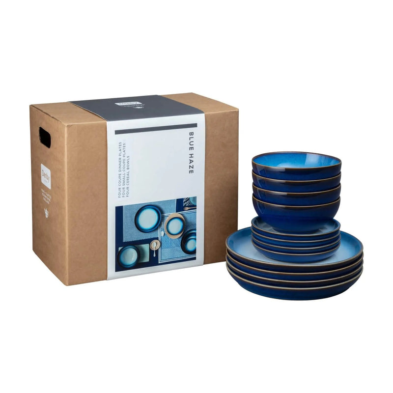 Denby Blue Haze Coupe Tableware Set 12 Piece