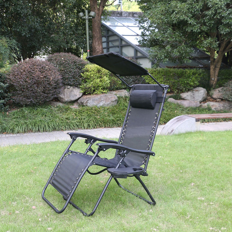 Redwood Textilene Reclining Gravity Chair with Canopy & Side Table