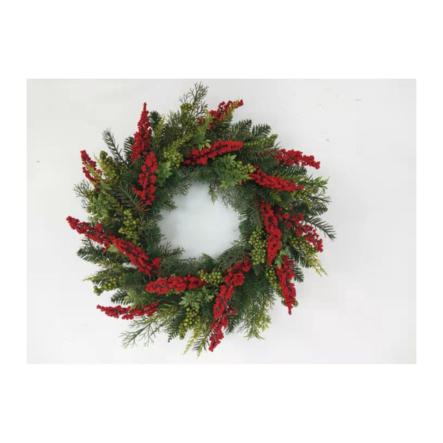 Norfolk Leisure Pine and Berry Wreath 66cm - XMAS WREATHS - Beattys of Loughrea