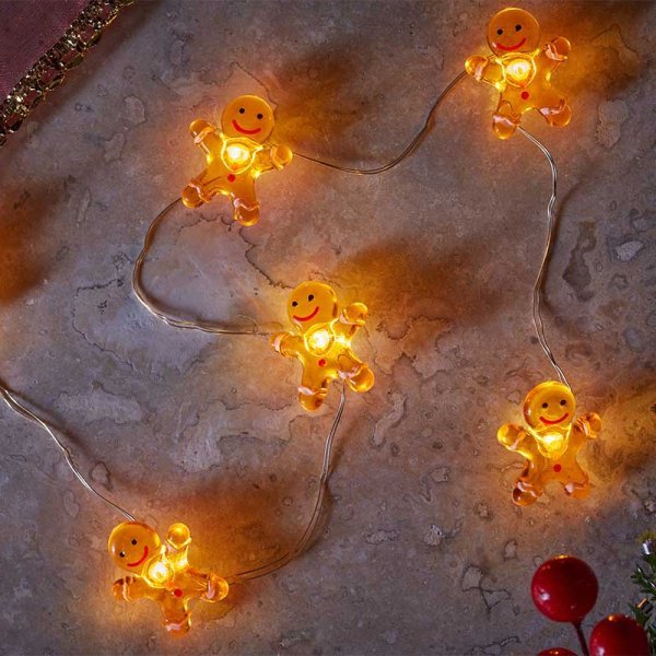 Gingerbread String Lights - Set of 20 - XMAS LIGHTS LED - Beattys of Loughrea