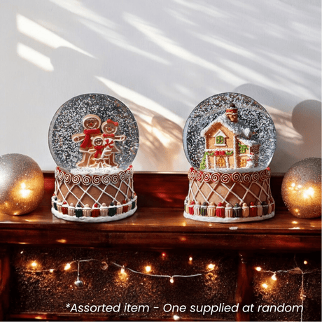 6cm Gingerbread SnowSphere - One Supplied* - XMAS CERAMIC WOOD RESIN GLASS ORNAMENTS - Beattys of Loughrea